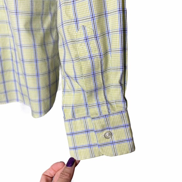 Lands End No Iron Shirt Womens Pinpoint Oxford Button Down Long Sleeve Green 16P - Picture 9 of 9